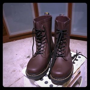 Burgundy Dr Martens rain boots